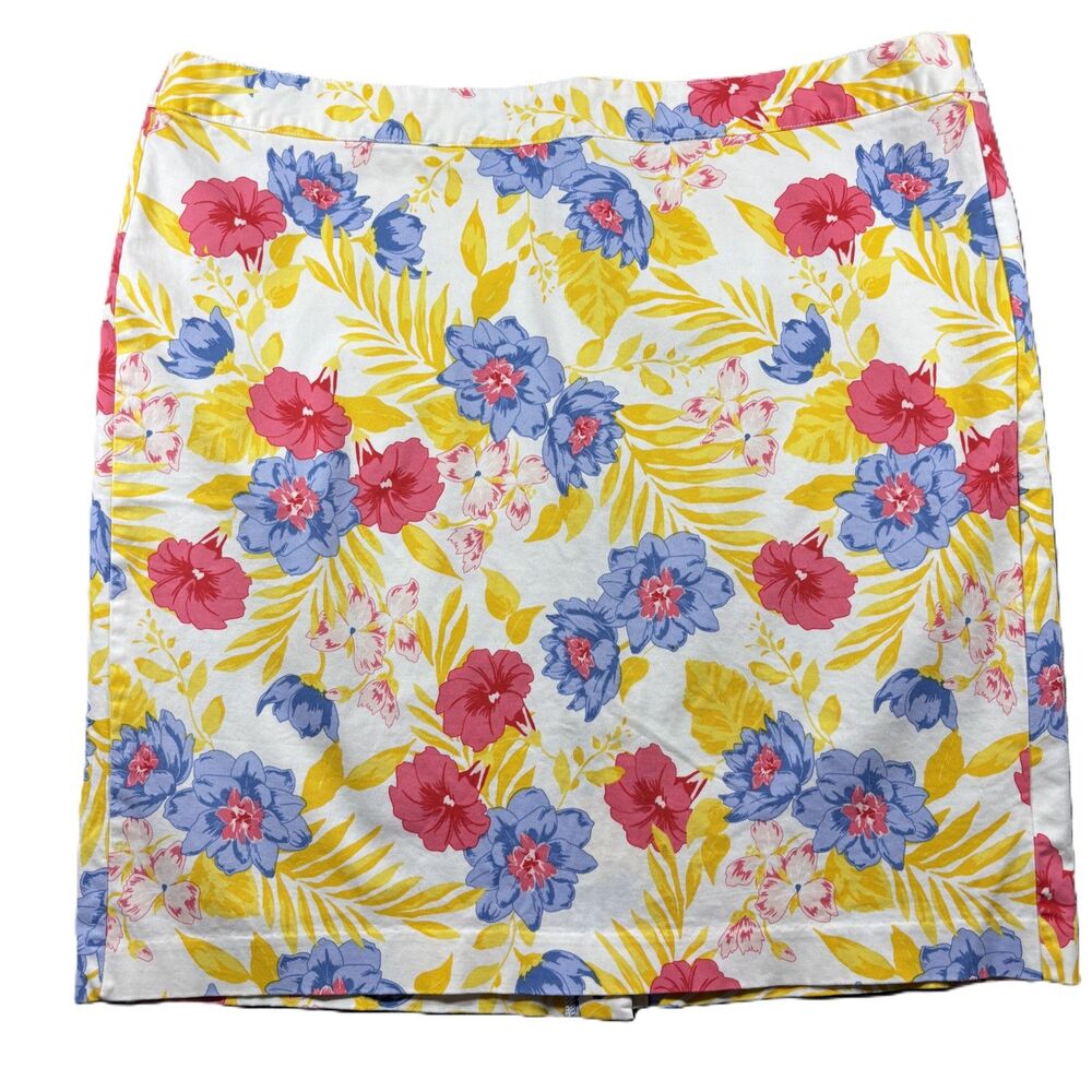 Old Navy Woven Pencil Skirt Floral Cottagecore Tropical Yellow Blue Size 16 G276